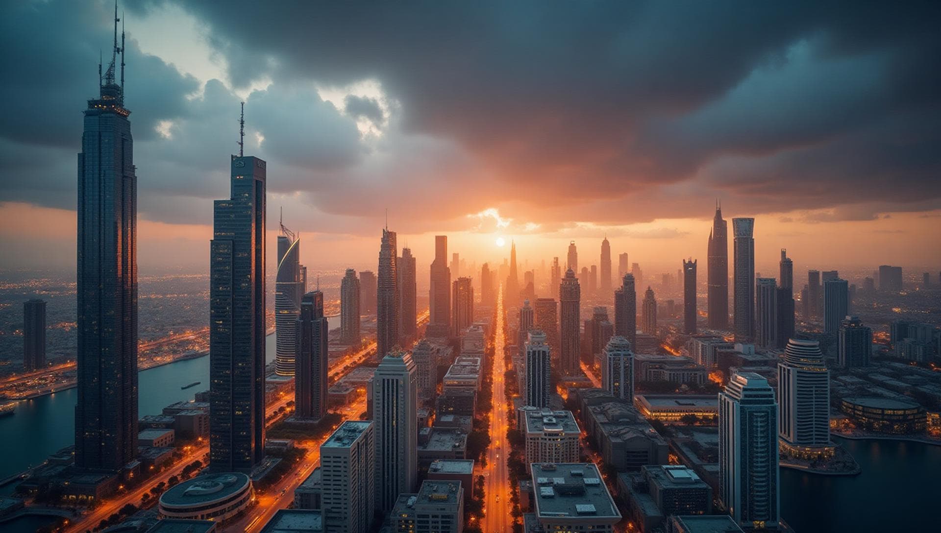 Aerial view of Dubai construction