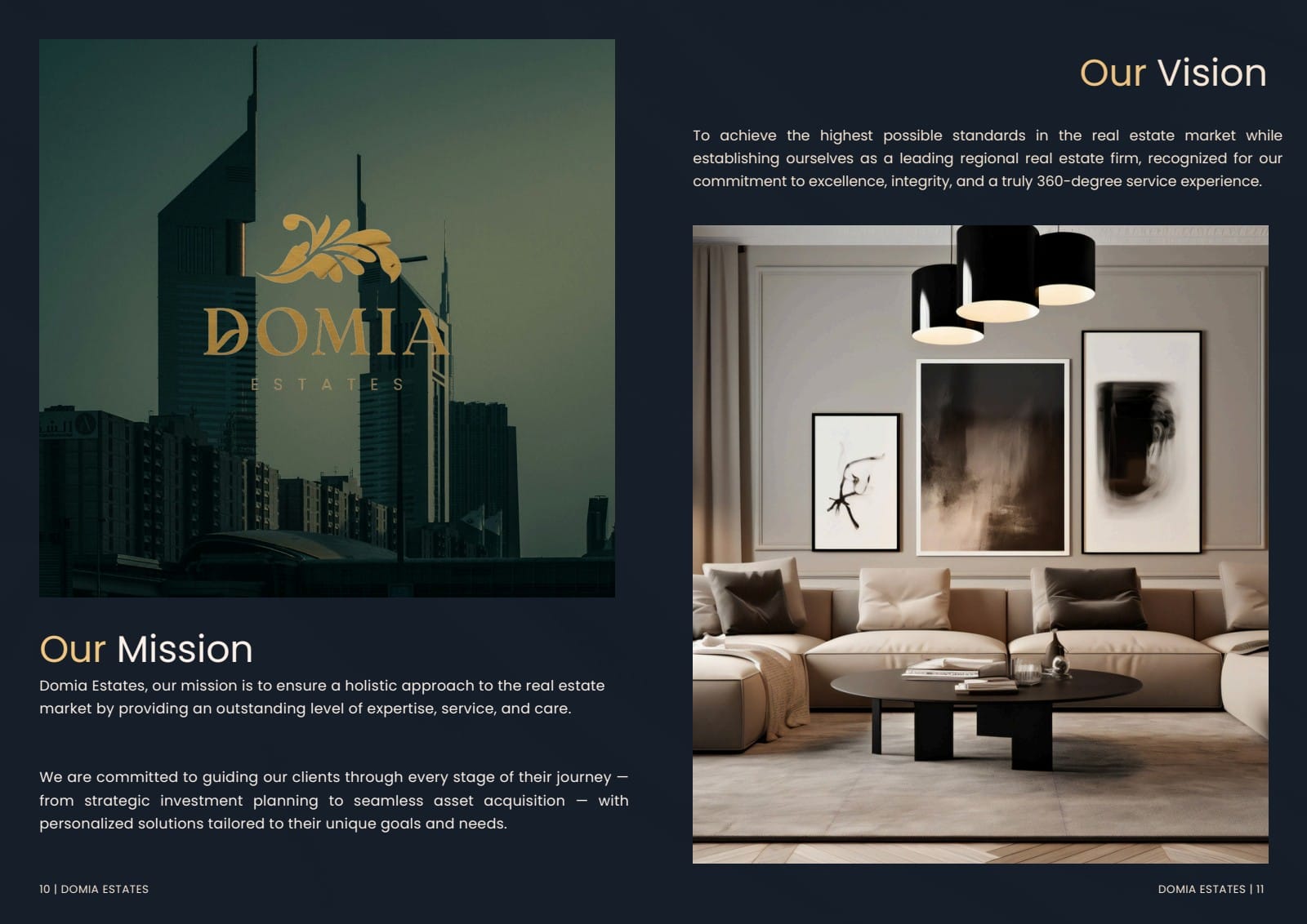 Luxurious modern living room interior with a view